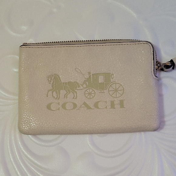 Coach Ivory Leather Wristlet - Picture 1 of 7